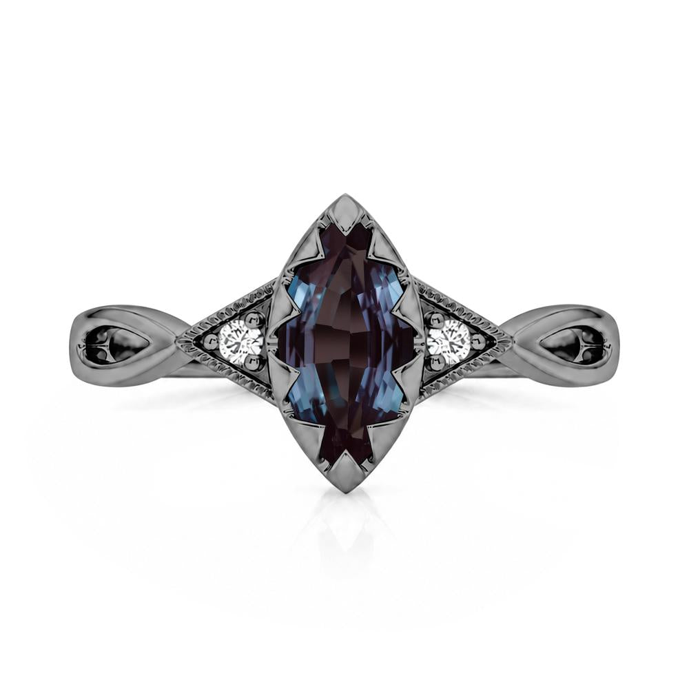 Sawtooth Prong Marquise Cut London Blue Topaz Ring - LUO Jewelry #gemstone_Alexandrite