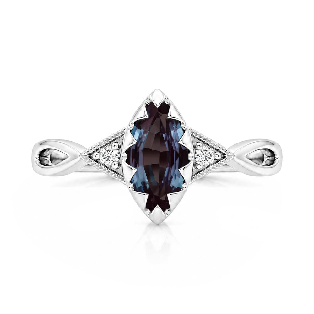 Sawtooth Prong Marquise Cut London Blue Topaz Ring - LUO Jewelry #gemstone_Alexandrite
