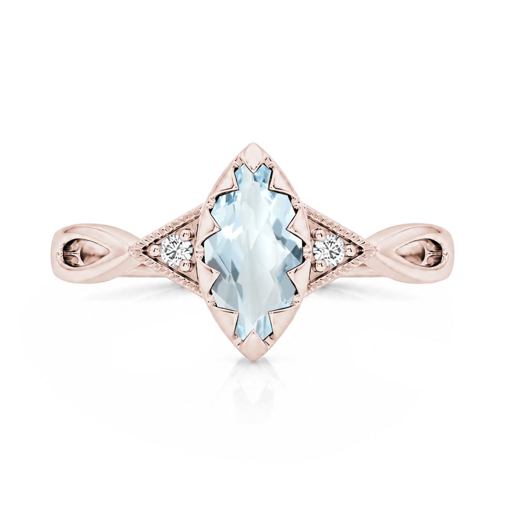 Sawtooth Prong Marquise Cut London Blue Topaz Ring - LUO Jewelry #gemstone_Aquamarine