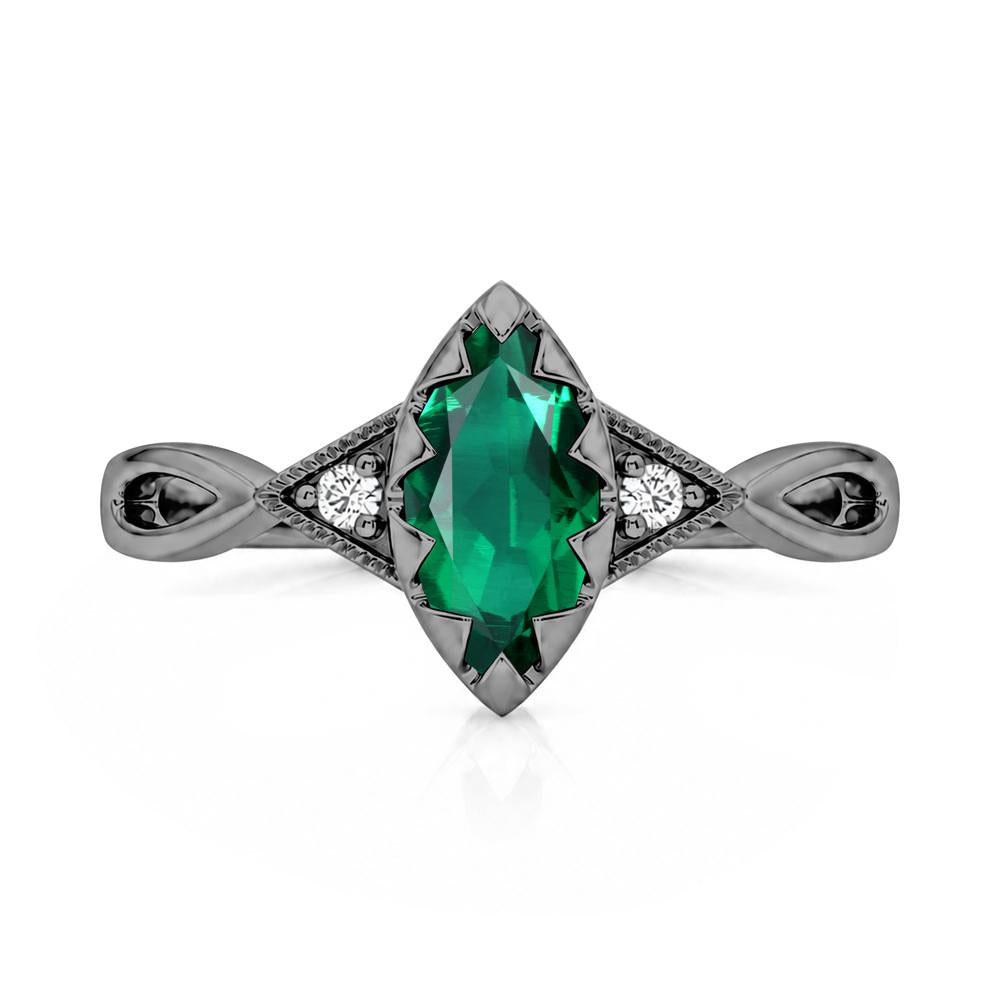 Sawtooth Prong Marquise Cut London Blue Topaz Ring - LUO Jewelry #gemstone_Emerald