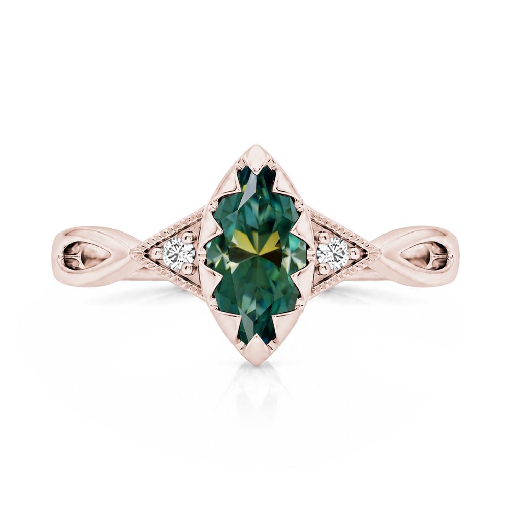 Sawtooth Prong Marquise Cut London Blue Topaz Ring - LUO Jewelry #gemstone_Green Moissanite