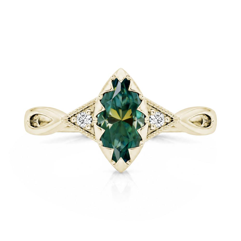 Sawtooth Prong Marquise Cut London Blue Topaz Ring - LUO Jewelry #gemstone_Green Moissanite