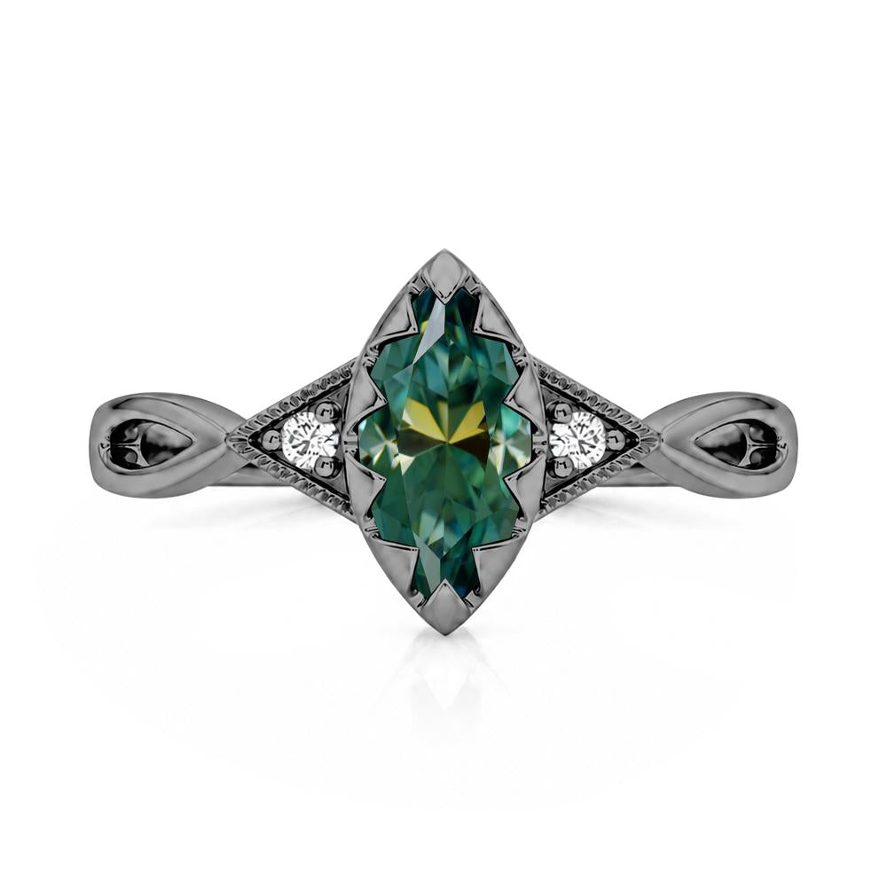Sawtooth Prong Marquise Cut London Blue Topaz Ring - LUO Jewelry #gemstone_Green Moissanite