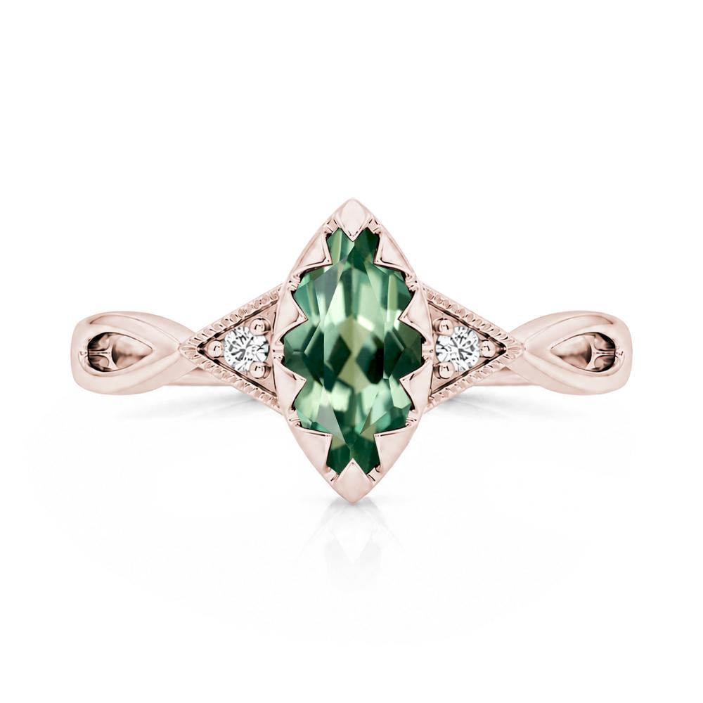 Sawtooth Prong Marquise Cut London Blue Topaz Ring - LUO Jewelry #gemstone_Green Sapphire