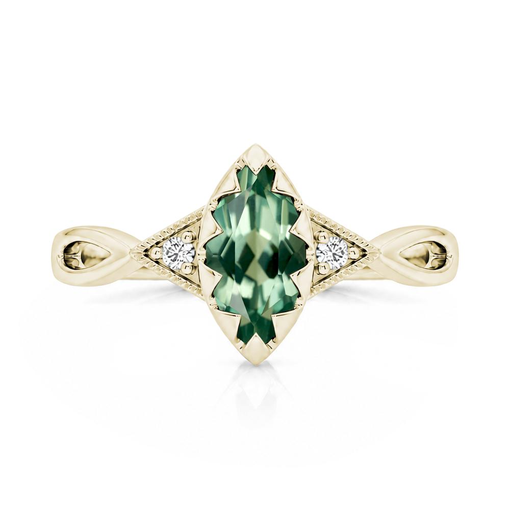 Sawtooth Prong Marquise Cut London Blue Topaz Ring - LUO Jewelry #gemstone_Green Sapphire