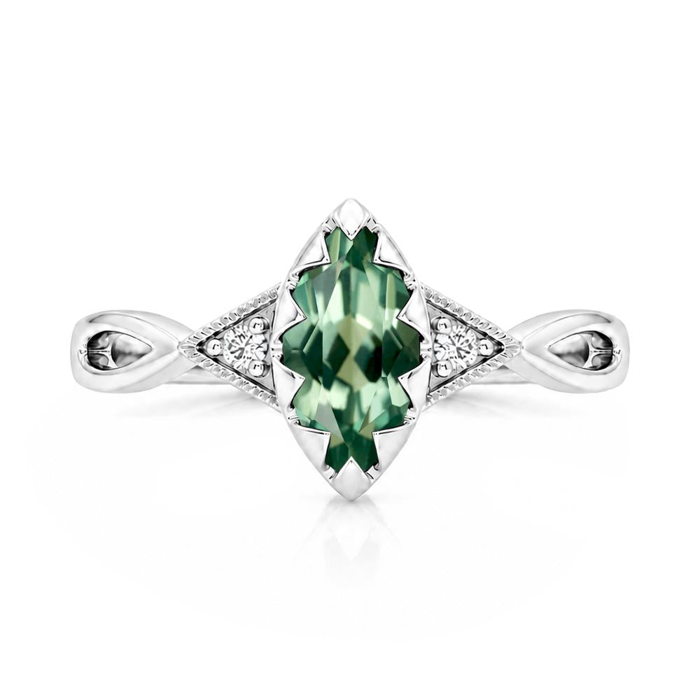 Sawtooth Prong Marquise Cut London Blue Topaz Ring - LUO Jewelry #gemstone_Green Sapphire