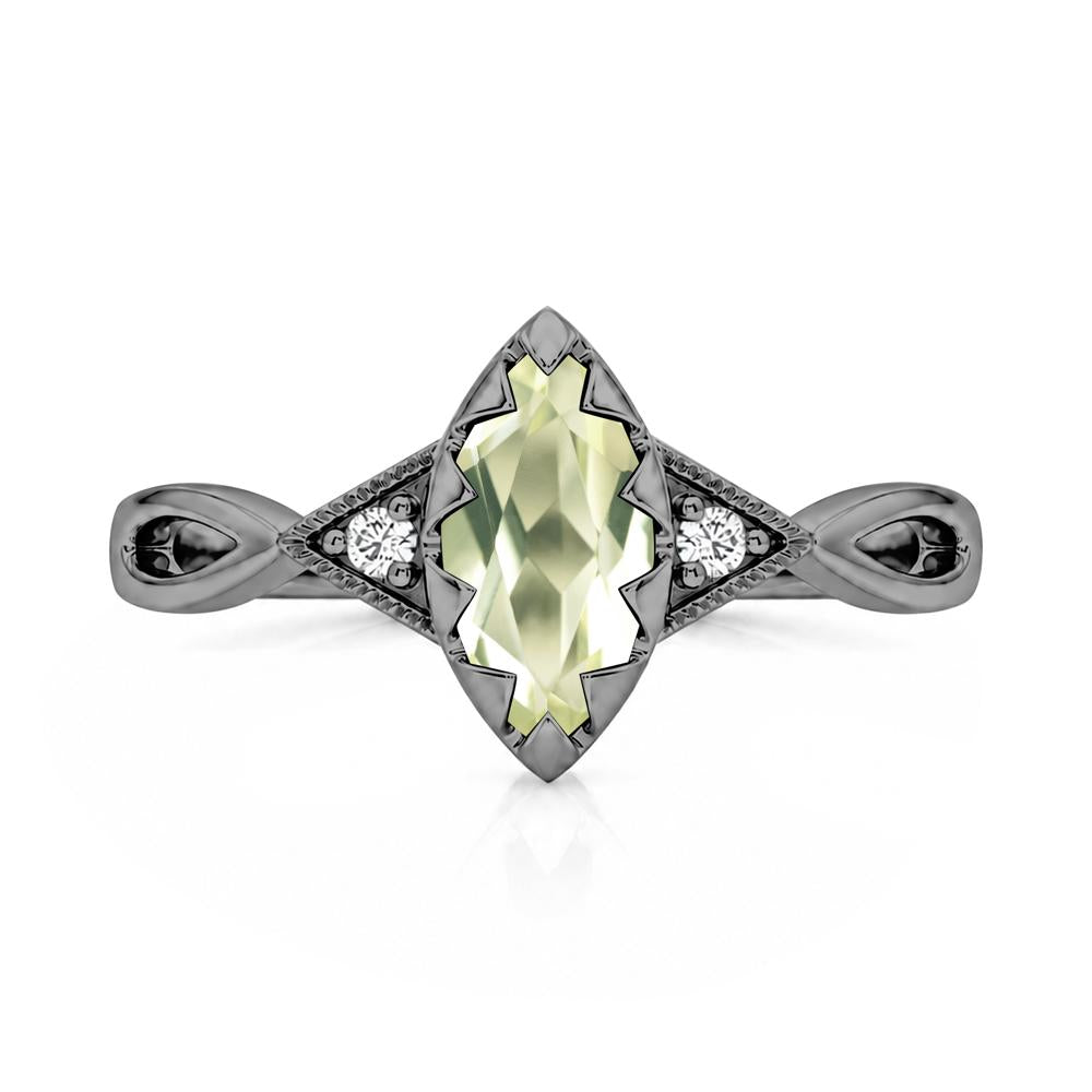 Sawtooth Prong Marquise Cut London Blue Topaz Ring - LUO Jewelry #gemstone_Lemon Quartz