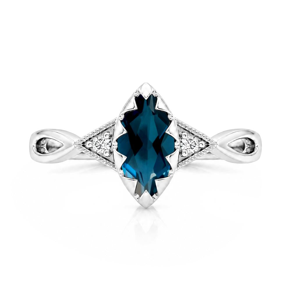 Sawtooth Prong Marquise Cut London Blue Topaz Ring - LUO Jewelry #gemstone_London Blue Topaz