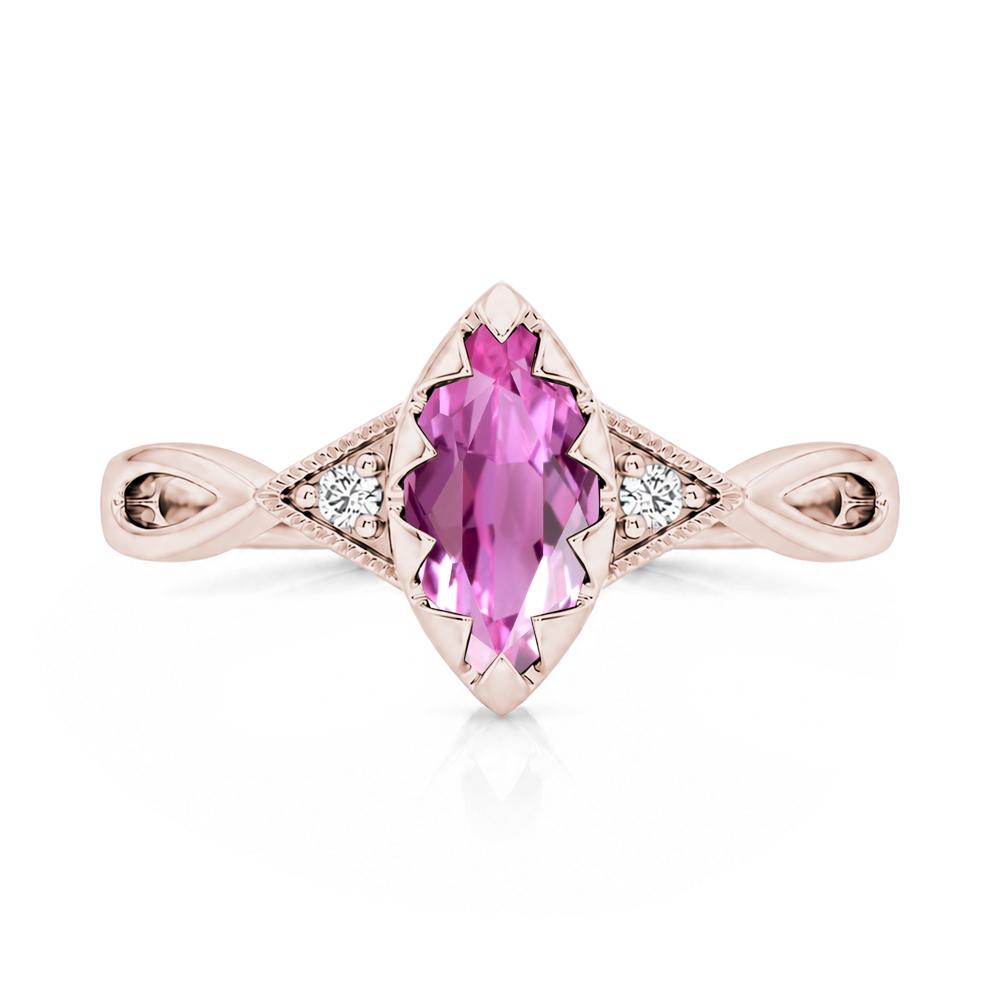 Sawtooth Prong Marquise Cut London Blue Topaz Ring - LUO Jewelry #gemstone_Pink Sapphire