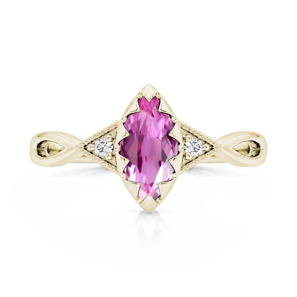 Sawtooth Prong Marquise Cut London Blue Topaz Ring - LUO Jewelry #gemstone_Pink Sapphire