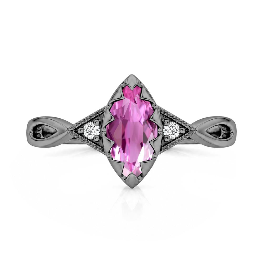 Sawtooth Prong Marquise Cut London Blue Topaz Ring - LUO Jewelry #gemstone_Pink Sapphire