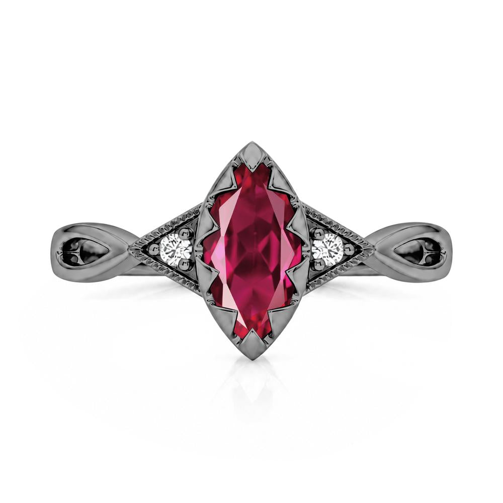 Sawtooth Prong Marquise Cut London Blue Topaz Ring - LUO Jewelry #gemstone_Ruby