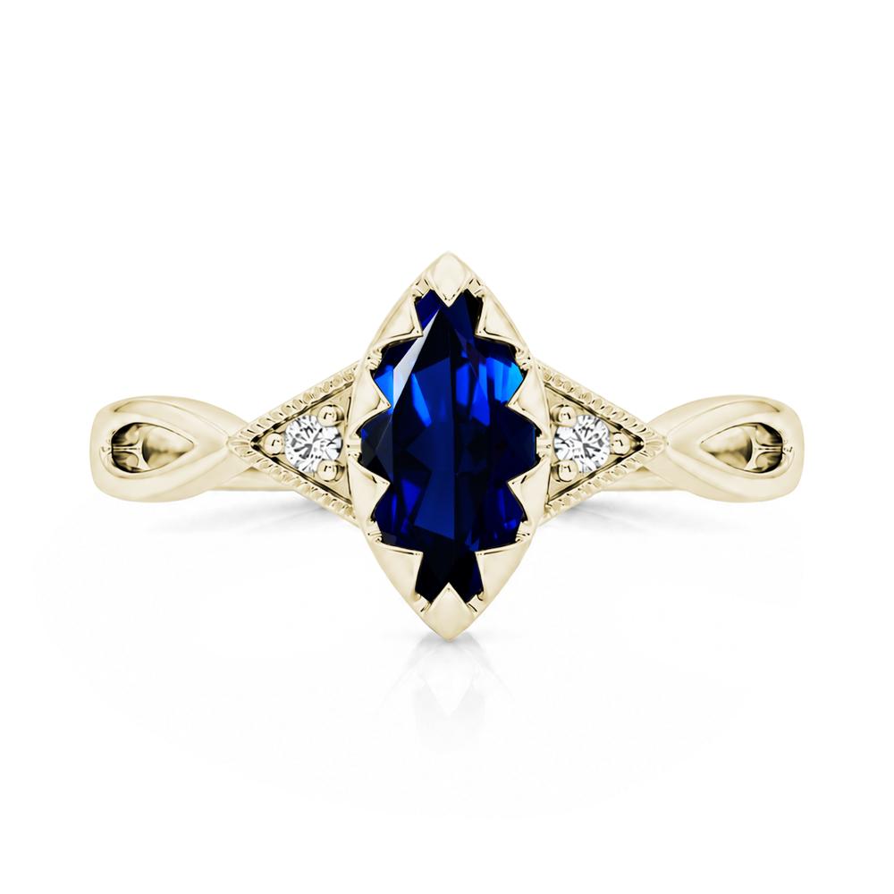 Sawtooth Prong Marquise Cut London Blue Topaz Ring - LUO Jewelry #gemstone_Sapphire
