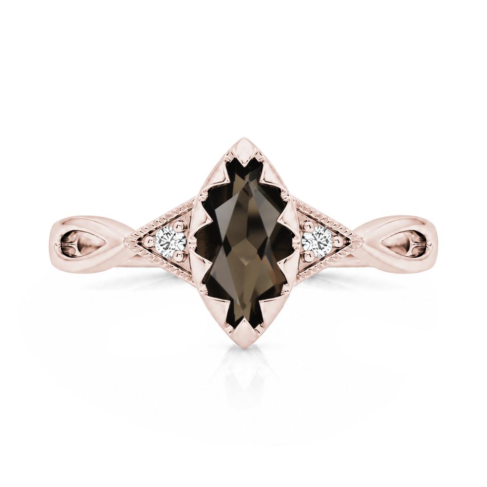 Sawtooth Prong Marquise Cut London Blue Topaz Ring - LUO Jewelry #gemstone_Smoky Quartz