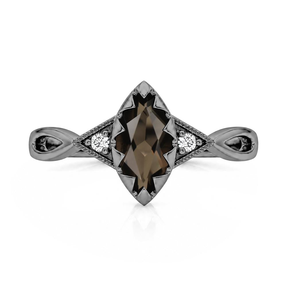 Sawtooth Prong Marquise Cut London Blue Topaz Ring - LUO Jewelry #gemstone_Smoky Quartz