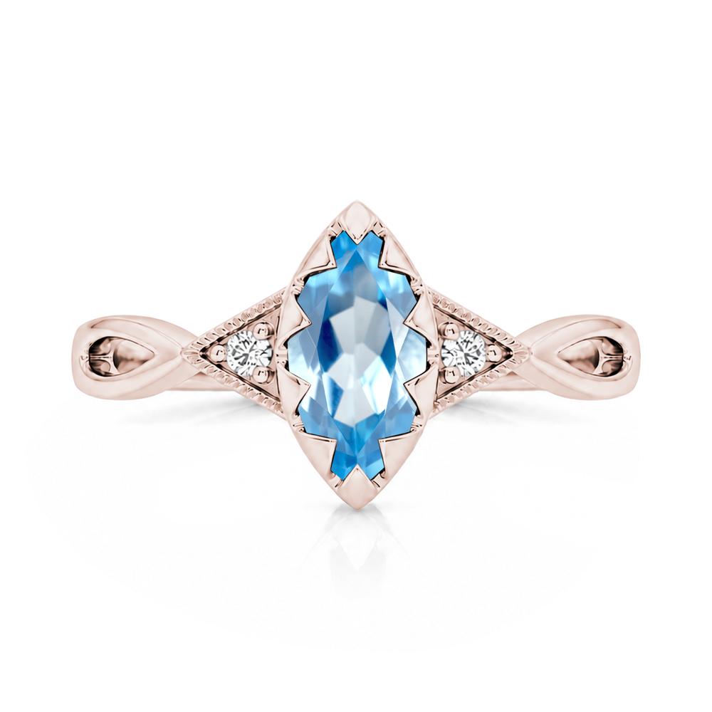 Sawtooth Prong Marquise Cut London Blue Topaz Ring - LUO Jewelry #gemstone_Swiss Blue Topaz