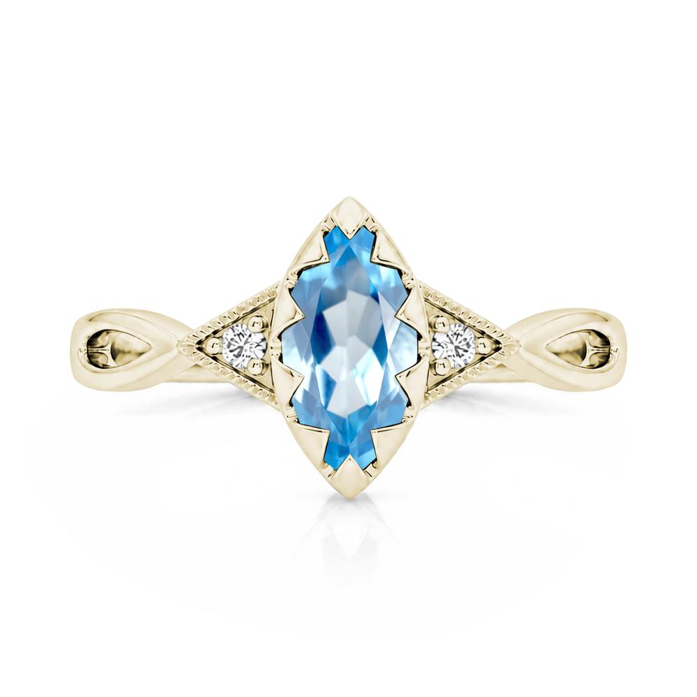 Sawtooth Prong Marquise Cut London Blue Topaz Ring - LUO Jewelry #gemstone_Swiss Blue Topaz