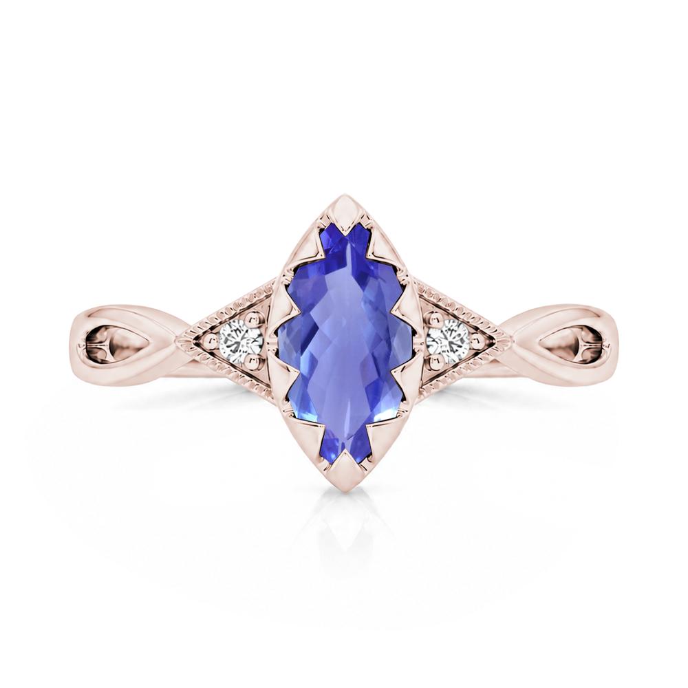 Sawtooth Prong Marquise Cut London Blue Topaz Ring - LUO Jewelry #gemstone_Tanzanite