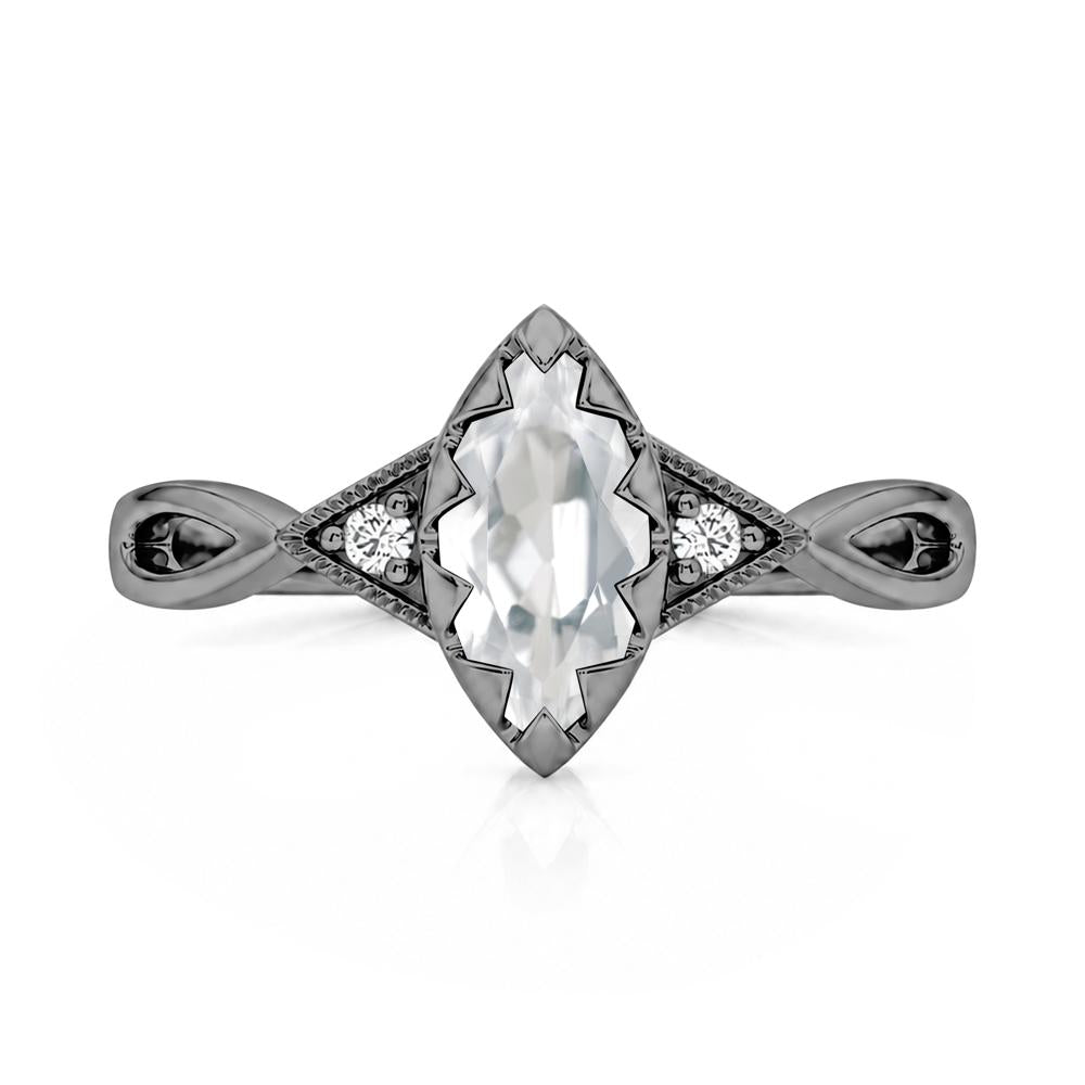 Sawtooth Prong Marquise Cut London Blue Topaz Ring - LUO Jewelry #gemstone_White Topaz