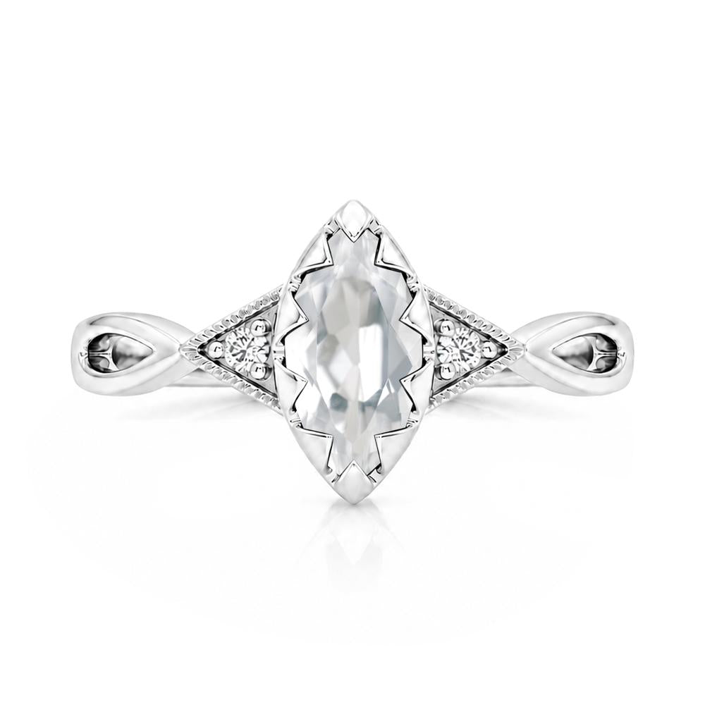 Sawtooth Prong Marquise Cut London Blue Topaz Ring - LUO Jewelry #gemstone_White Topaz