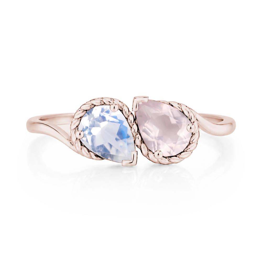 Pear Cut Emerald and Swiss Blue Topaz Twisted Toi Et Moi Ring - LUO Jewelry #gemstone_Moonstone and Rose Quartz