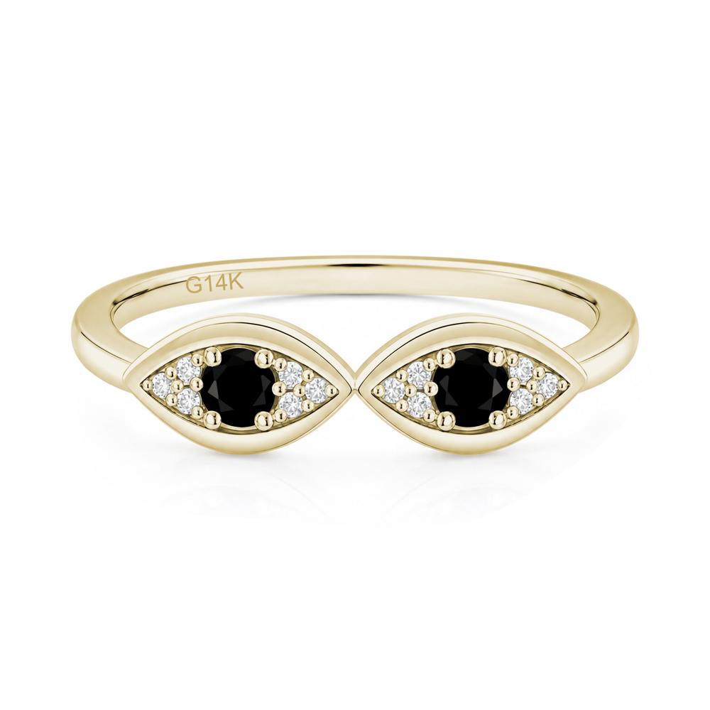 Lucky Emerald Evil Eye Ring - LUO Jewelry #gemstone_Black Spinel