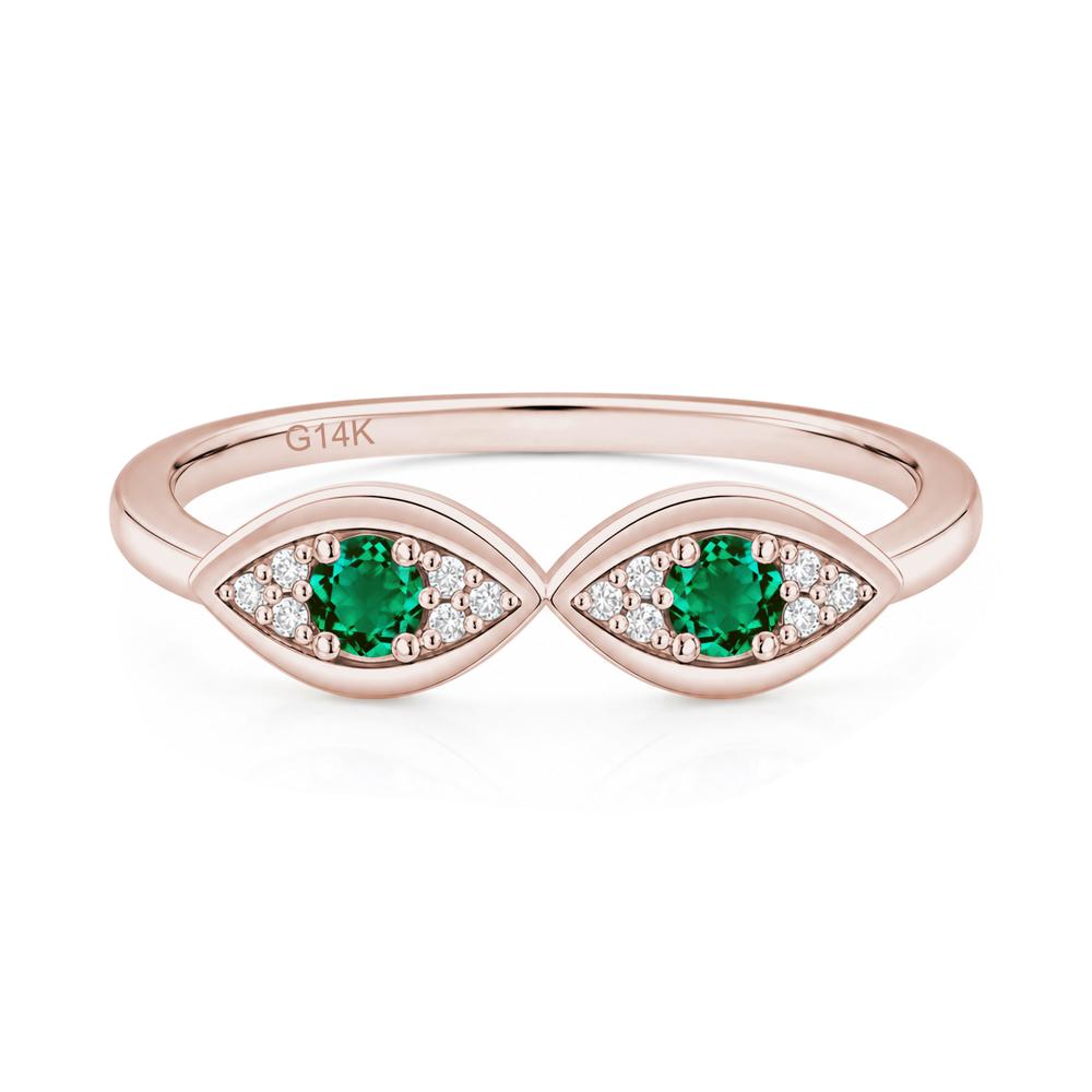 Lucky Emerald Evil Eye Ring - LUO Jewelry #gemstone_Emerald