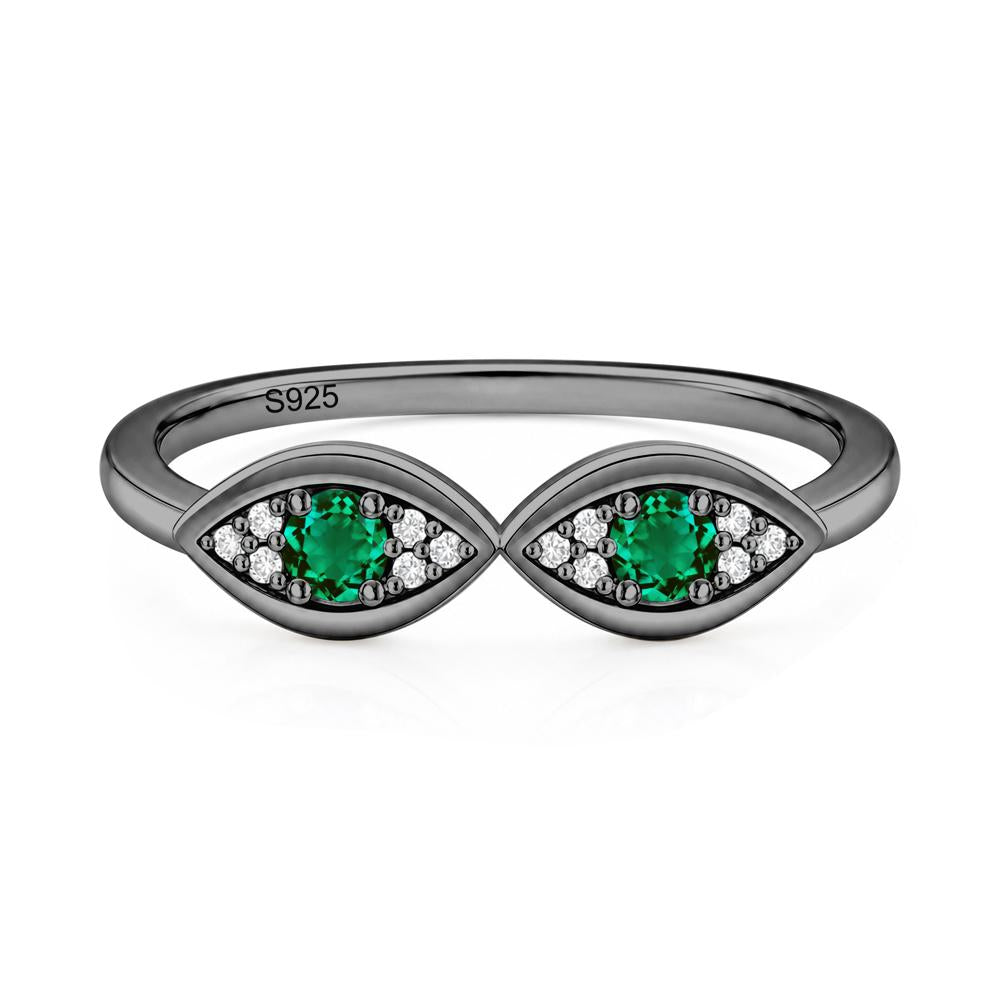 Lucky Emerald Evil Eye Ring - LUO Jewelry #gemstone_Emerald