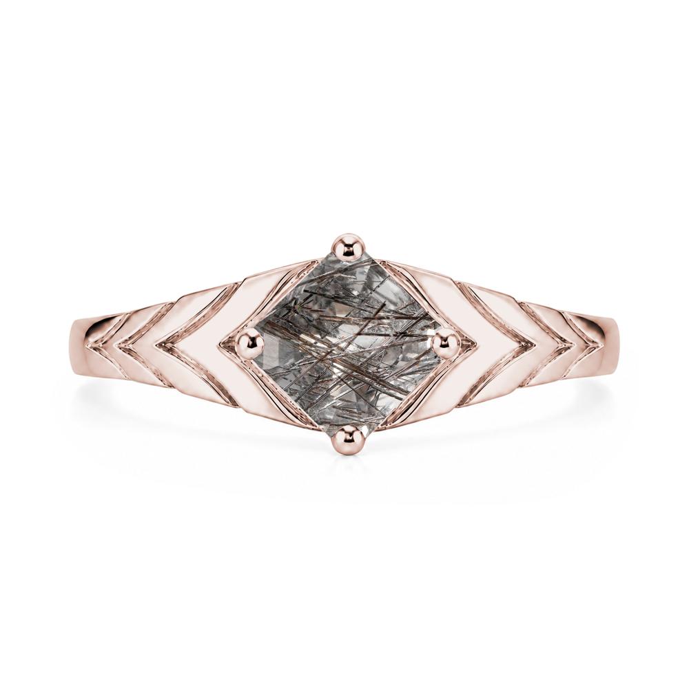 Kite Set Princess Cut Sapphire Statement Ring - LUO Jewelry #gemstone_Black Rutilated Quartz