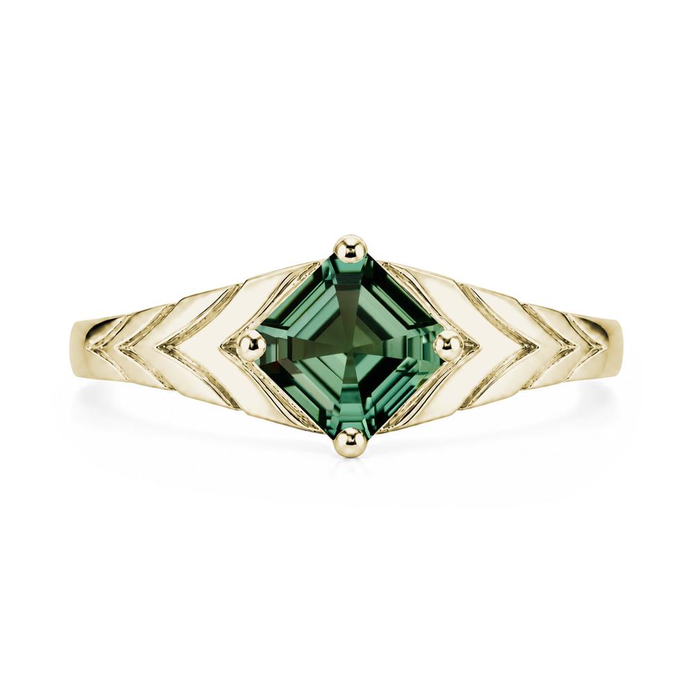 Kite Set Princess Cut Sapphire Statement Ring - LUO Jewelry #gemstone_Green Sapphire