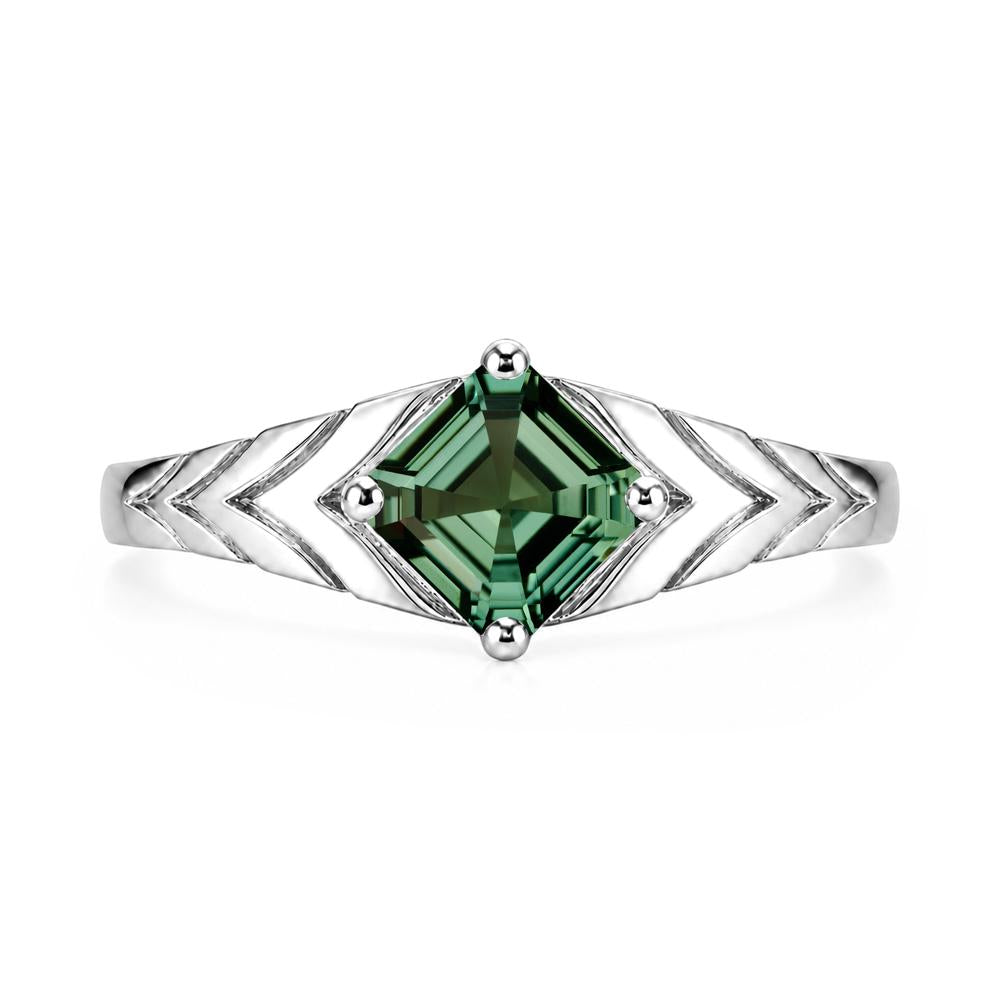 Kite Set Princess Cut Sapphire Statement Ring - LUO Jewelry #gemstone_Green Sapphire