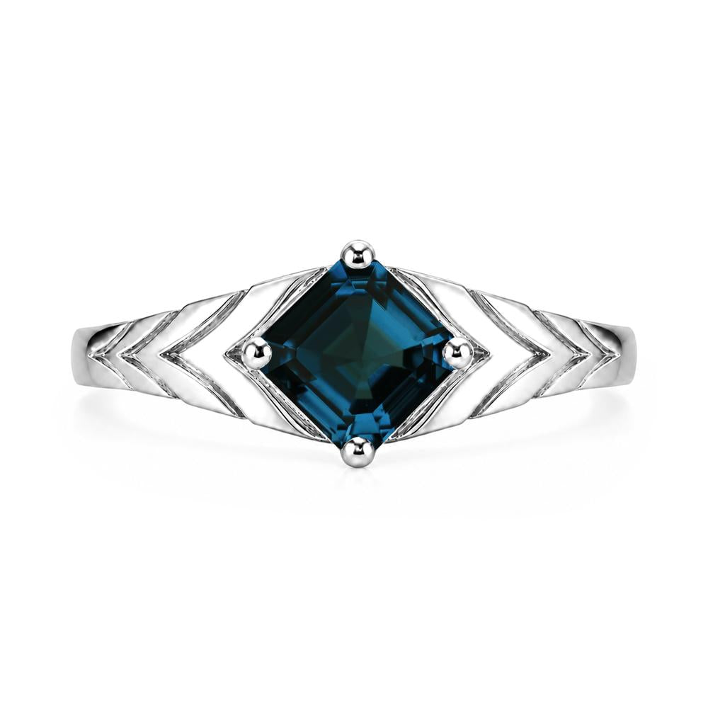 Kite Set Princess Cut Sapphire Statement Ring - LUO Jewelry #gemstone_London Blue Topaz