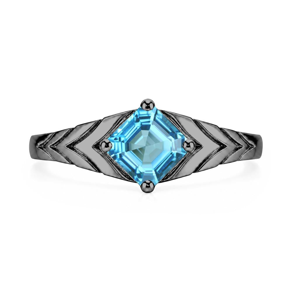 Kite Set Princess Cut Sapphire Statement Ring - LUO Jewelry #gemstone_Swiss Blue Topaz