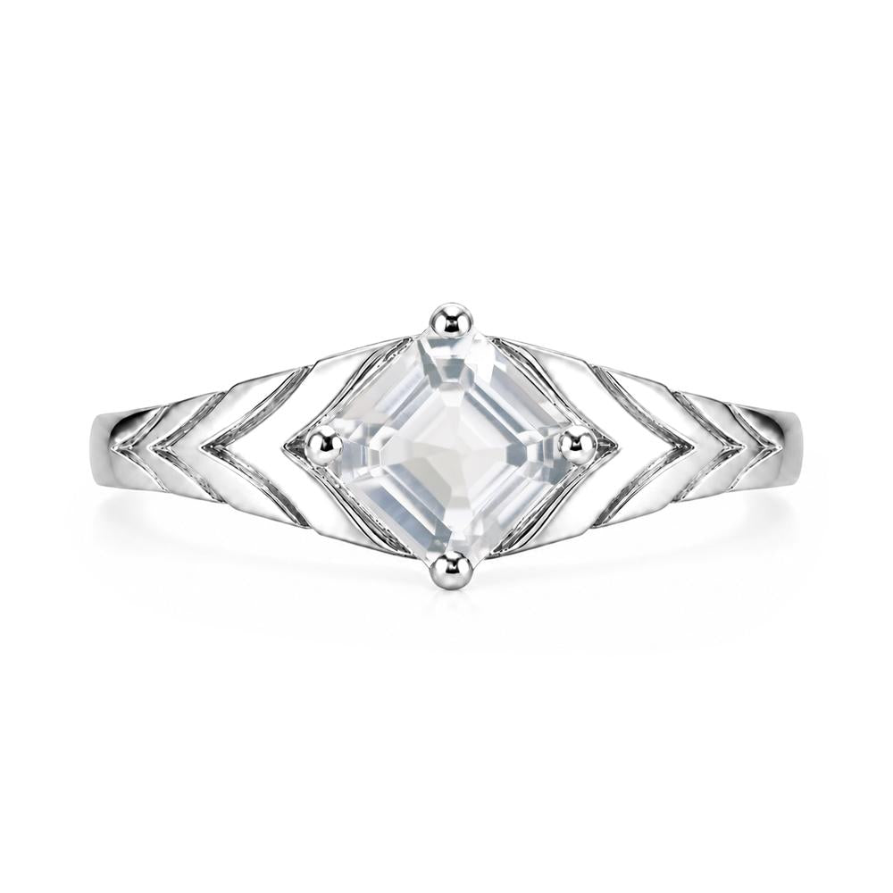 Kite Set Princess Cut Sapphire Statement Ring - LUO Jewelry #gemstone_White Topaz