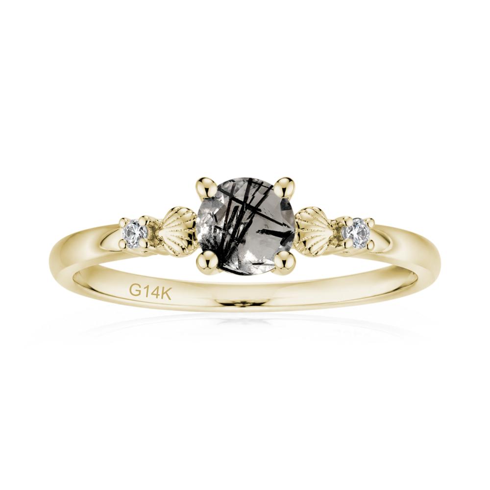 Round Shaped Amethyst Conch Ring - LUO Jewelry #gemstone_Black Rutilated Quartz