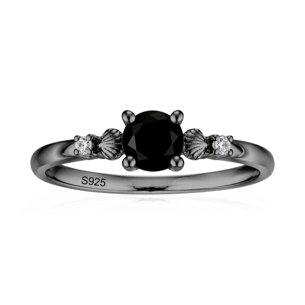 Round Shaped Amethyst Conch Ring - LUO Jewelry #gemstone_Black Spinel
