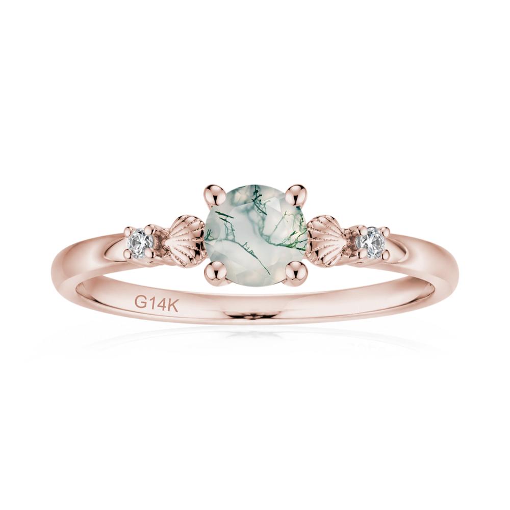 Round Shaped Amethyst Conch Ring - LUO Jewelry #gemstone_Moss Agate