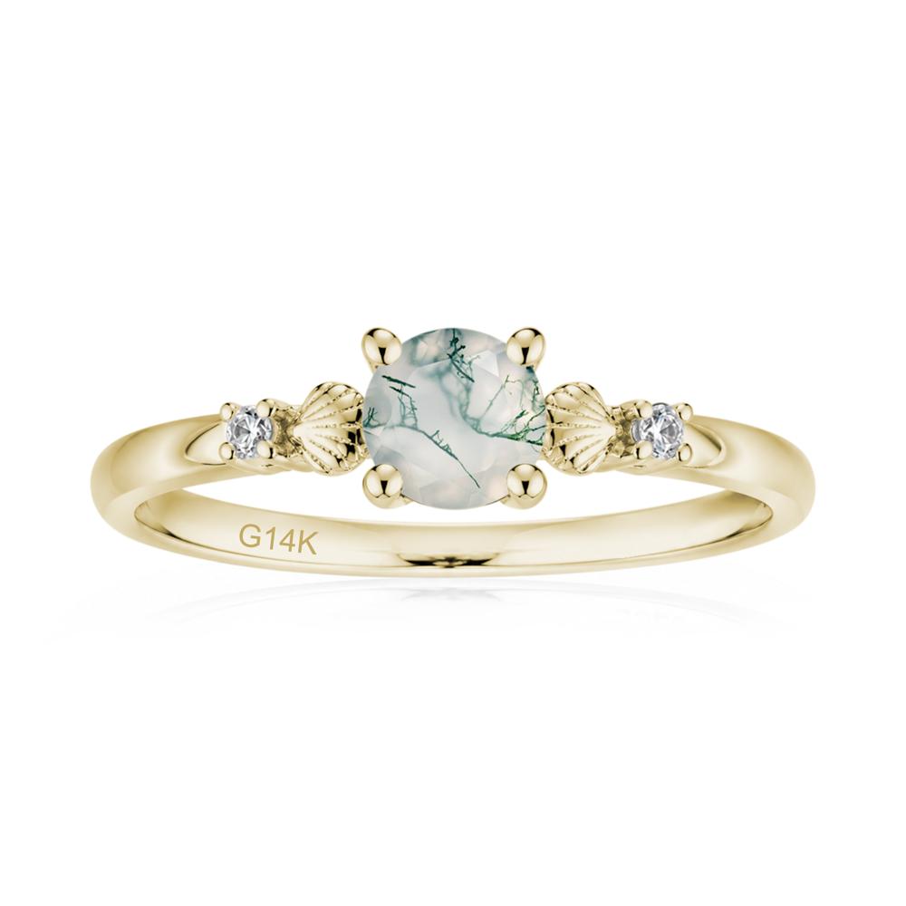 Round Shaped Amethyst Conch Ring - LUO Jewelry #gemstone_Moss Agate