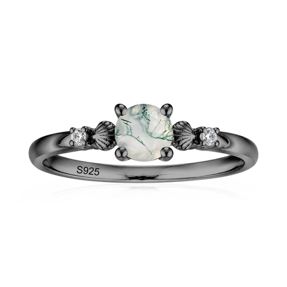 Round Shaped Amethyst Conch Ring - LUO Jewelry #gemstone_Moss Agate