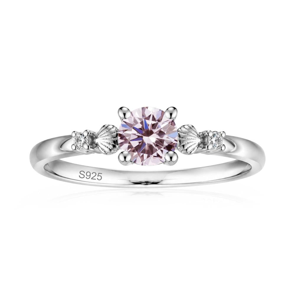 Round Shaped Amethyst Conch Ring - LUO Jewelry #gemstone_Pink Cubic Zirconia