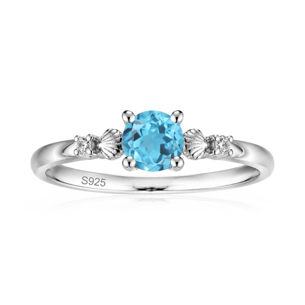 Round Shaped Amethyst Conch Ring - LUO Jewelry #gemstone_Swiss Blue Topaz