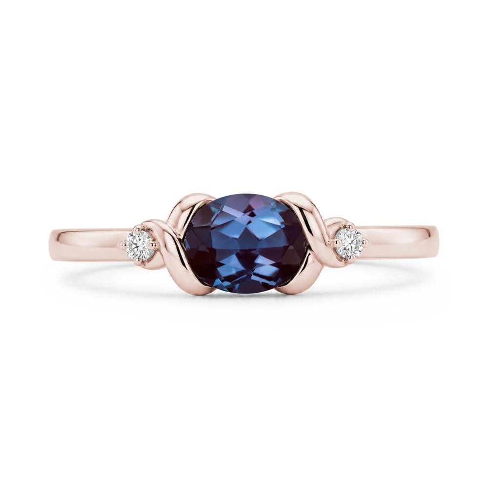 East West Oval Shaped Sapphire Twisted Ring - LUO Jewelry #gemstone_Alexandrite