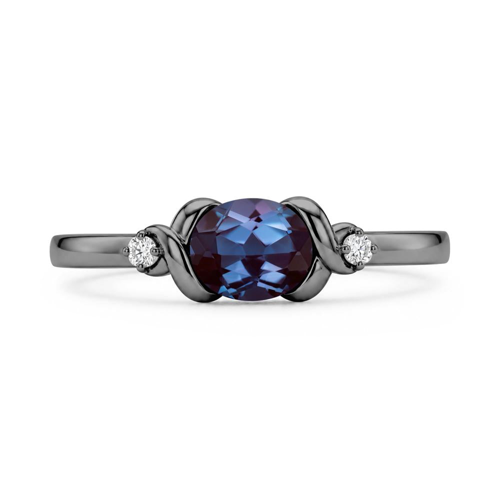 East West Oval Shaped Sapphire Twisted Ring - LUO Jewelry #gemstone_Alexandrite