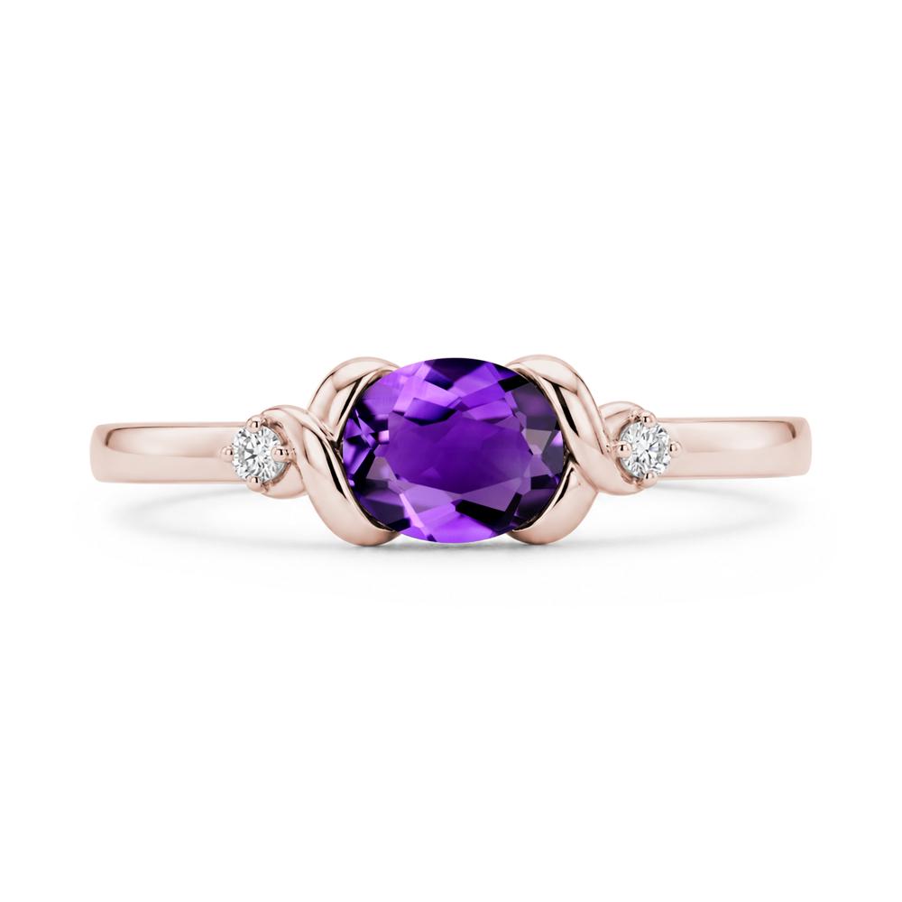 East West Oval Shaped Sapphire Twisted Ring - LUO Jewelry #gemstone_Amethyst