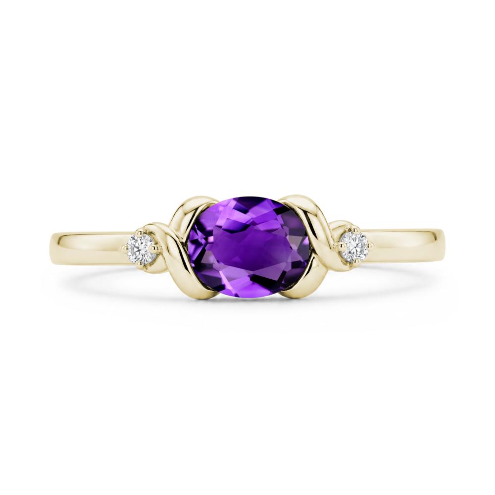 East West Oval Shaped Sapphire Twisted Ring - LUO Jewelry #gemstone_Amethyst