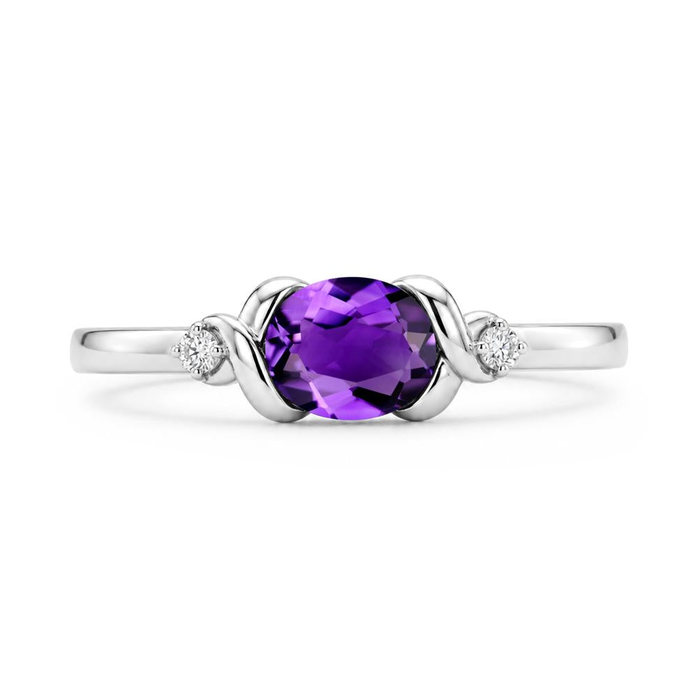 East West Oval Shaped Sapphire Twisted Ring - LUO Jewelry #gemstone_Amethyst