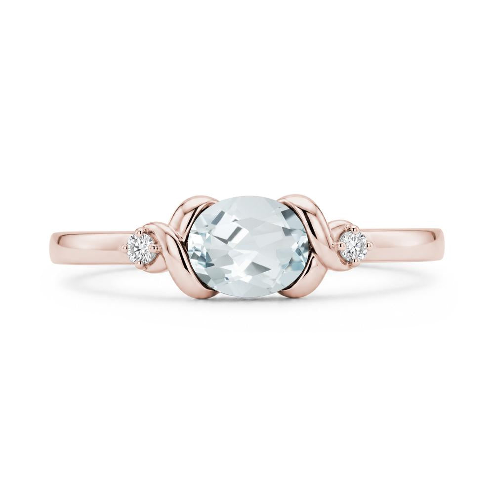 East West Oval Shaped Sapphire Twisted Ring - LUO Jewelry #gemstone_Aquamarine
