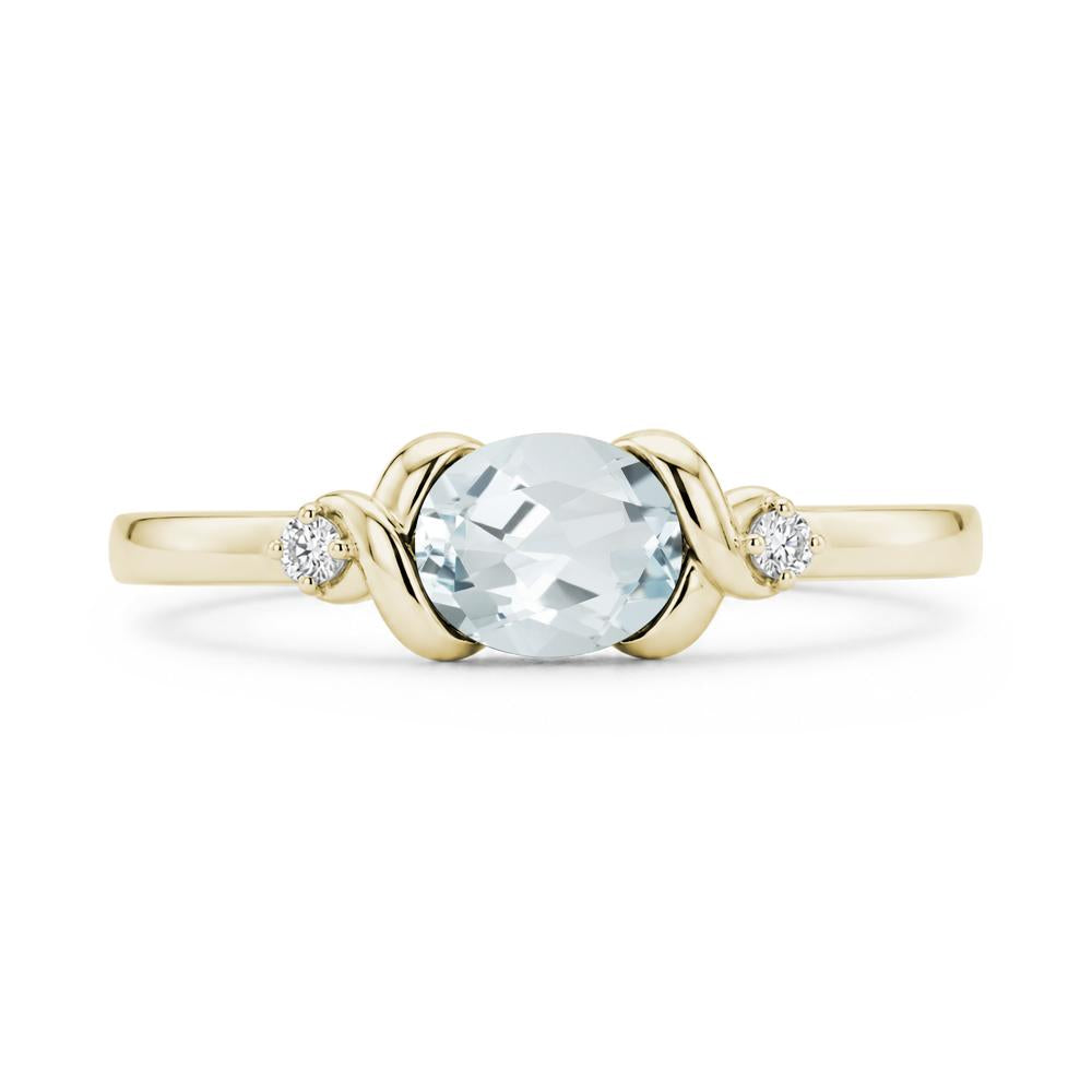 East West Oval Shaped Sapphire Twisted Ring - LUO Jewelry #gemstone_Aquamarine