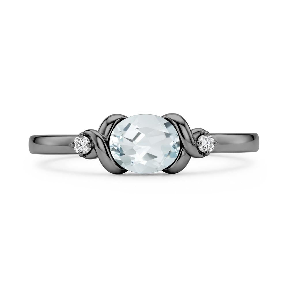 East West Oval Shaped Sapphire Twisted Ring - LUO Jewelry #gemstone_Aquamarine
