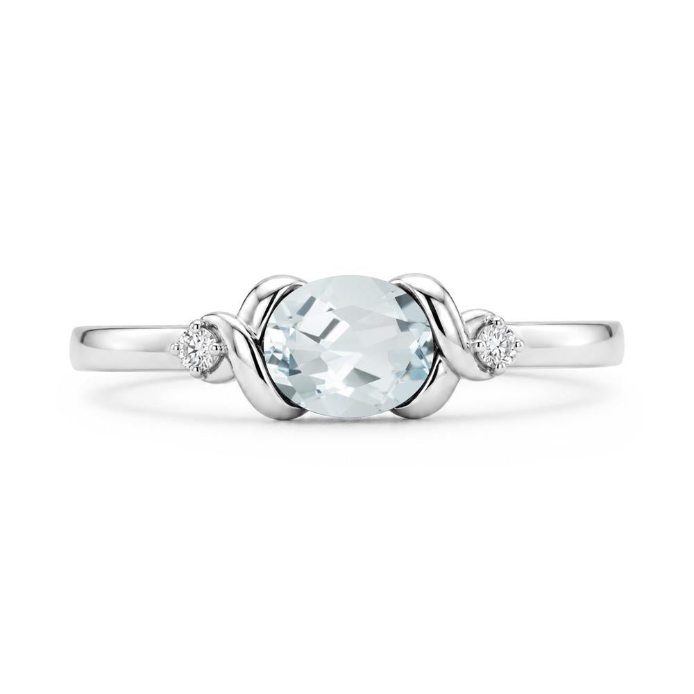 East West Oval Shaped Sapphire Twisted Ring - LUO Jewelry #gemstone_Aquamarine
